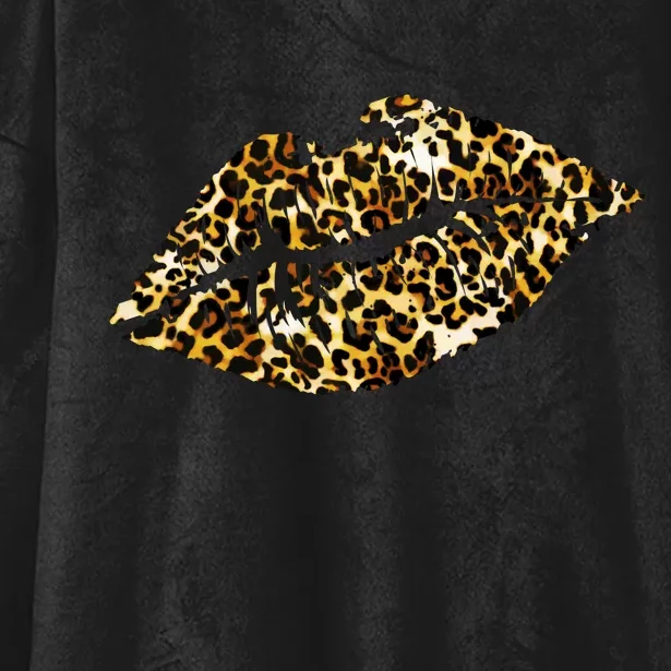 Cheetah Print Skinned Lips Hooded Wearable Blanket