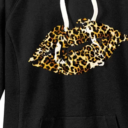 Cheetah Print Skinned Lips Women's Fleece Hoodie