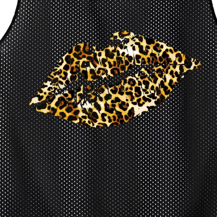 Cheetah Print Skinned Lips Mesh Reversible Basketball Jersey Tank