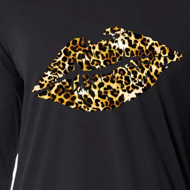 Cheetah Print Skinned Lips Cooling Performance Long Sleeve Crew