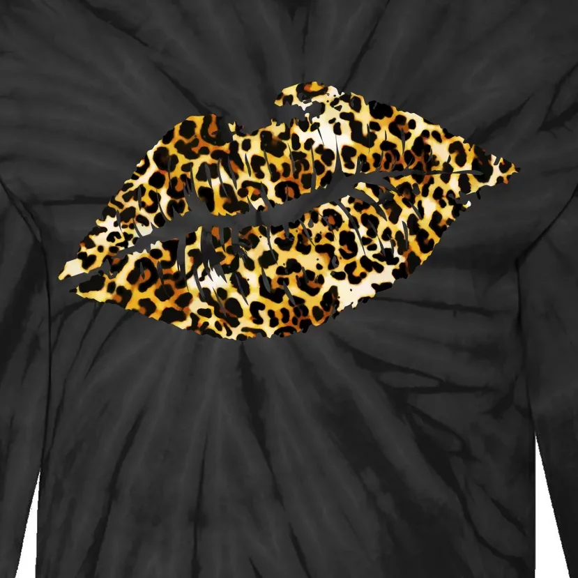 Cheetah Print Skinned Lips Tie-Dye Long Sleeve Shirt