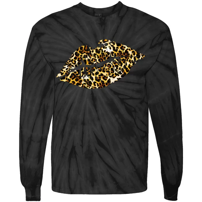 Cheetah Print Skinned Lips Tie-Dye Long Sleeve Shirt