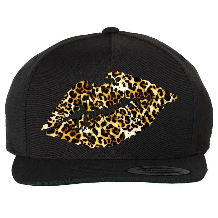 Cheetah Print Skinned Lips Wool Snapback Cap