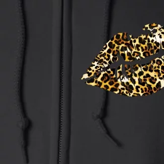 Cheetah Print Skinned Lips Full Zip Hoodie