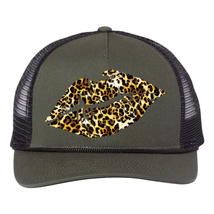 Cheetah Print Skinned Lips Retro Rope Trucker Hat Cap