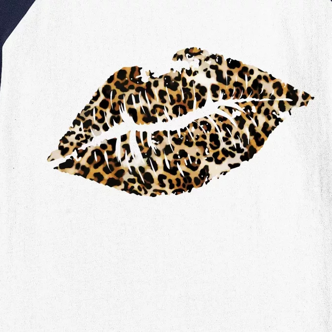 Cheetah Print Skinned Lips Baseball Sleeve Shirt