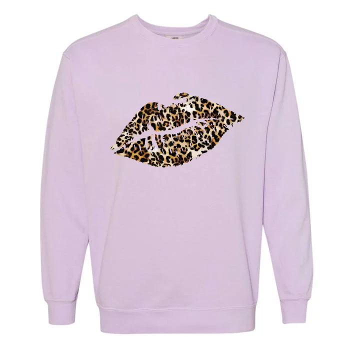 Cheetah Print Skinned Lips Garment-Dyed Sweatshirt