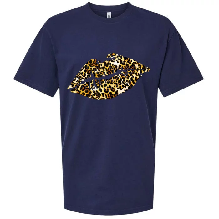 Cheetah Print Skinned Lips Sueded Cloud Jersey T-Shirt