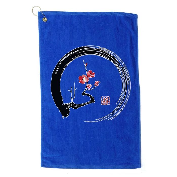 Cherry Blossom Japanese Ink Painting Platinum Collection Golf Towel