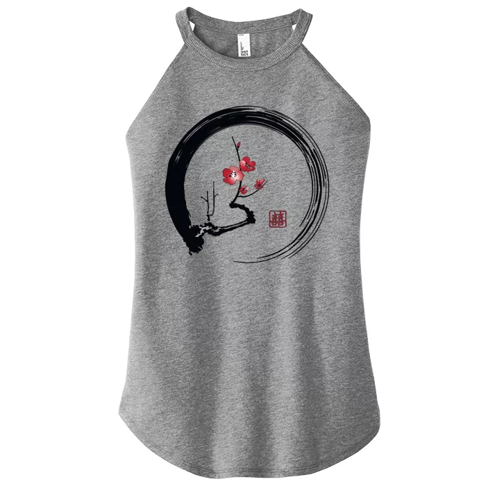 Cherry Blossom Japanese Ink Painting Women’s Perfect Tri Rocker Tank