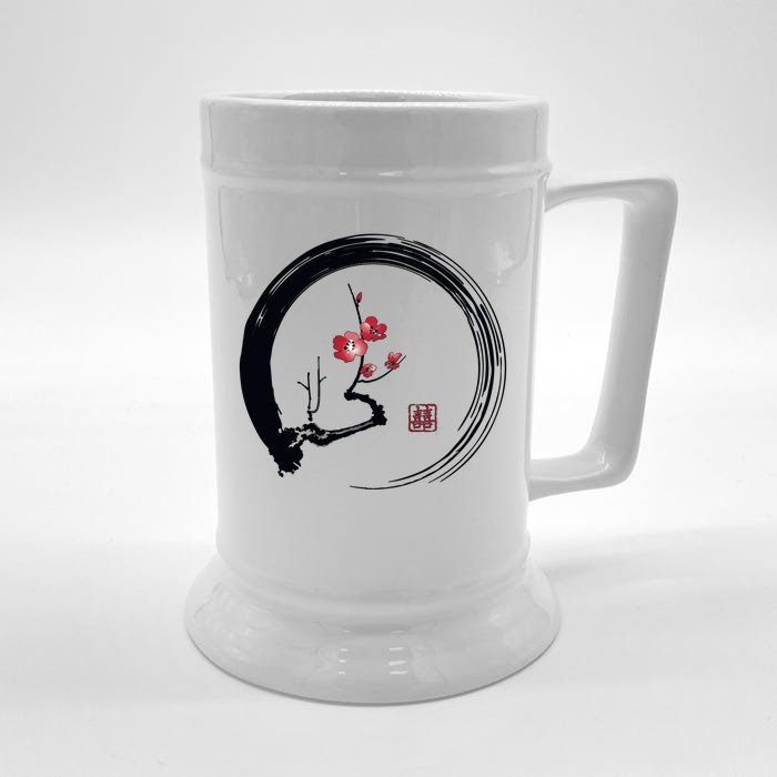 Cherry Blossom Japanese Ink Painting Front & Back Beer Stein