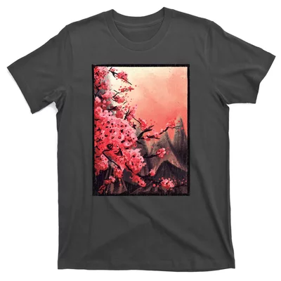 Japanese Sakura Garden Geisha Mount Fuji Cherry Blossom T-Shirt