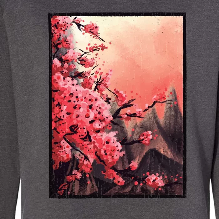 Cherry Blossom Painting Womens California Wash Sweatshirt