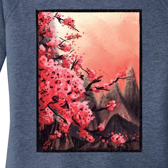 Cherry Blossom Painting Women's Perfect Tri Tunic Long Sleeve Shirt