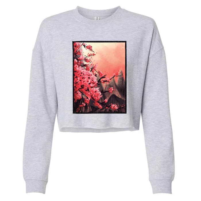 Cherry Blossom Painting Cropped Pullover Crew