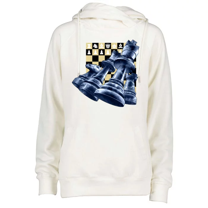 Chess Pieces Womens Funnel Neck Pullover Hood