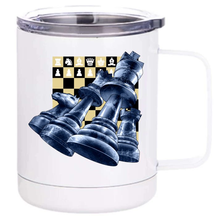 Chess Pieces Front & Back 12oz Stainless Steel Tumbler Cup