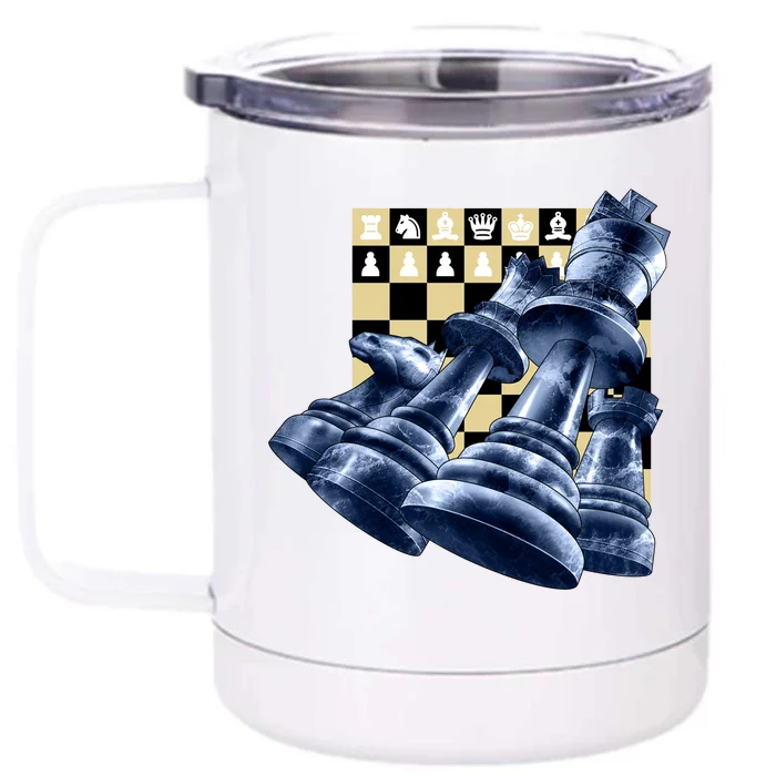 Chess Pieces Front & Back 12oz Stainless Steel Tumbler Cup