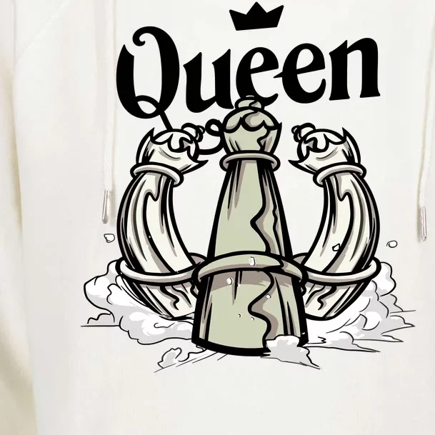 Chess Queen Womens Funnel Neck Pullover Hood