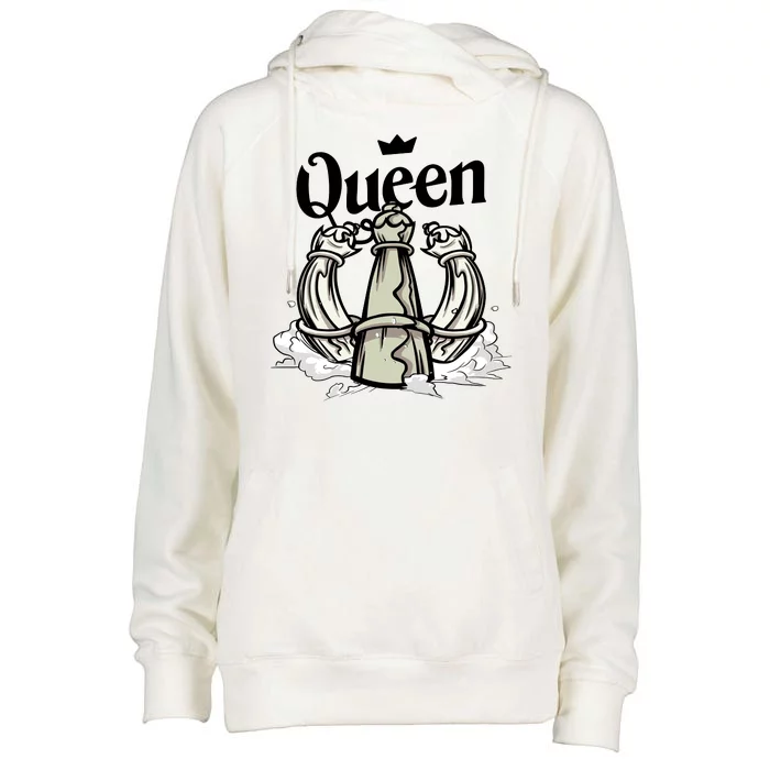 Chess Queen Womens Funnel Neck Pullover Hood