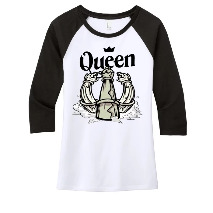 Chess Queen Women's Tri-Blend 3/4-Sleeve Raglan Shirt