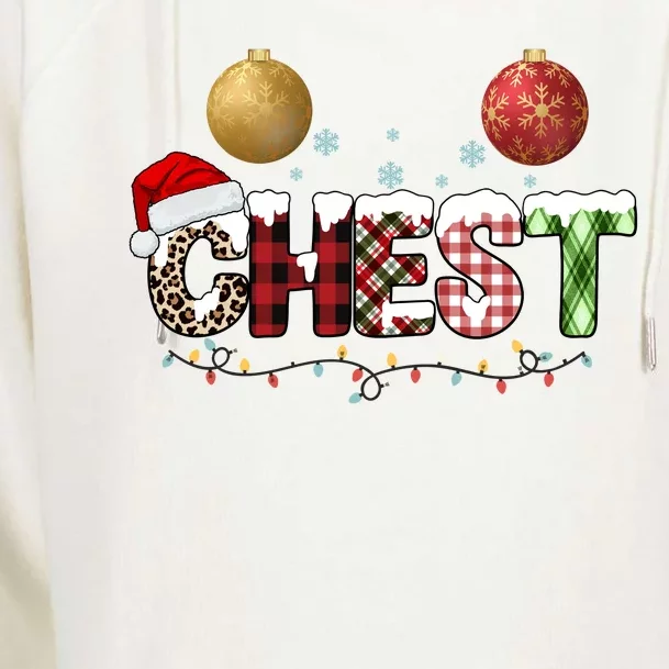 Chest Holiday Festive Christmas Womens Funnel Neck Pullover Hood