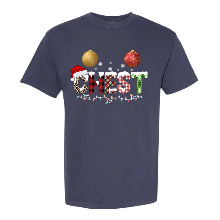 Chest Holiday Festive Christmas Garment-Dyed Heavyweight T-Shirt