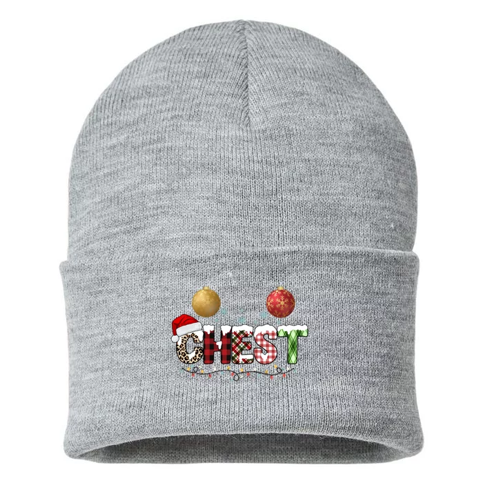 Chest Holiday Festive Christmas Sustainable Knit Beanie