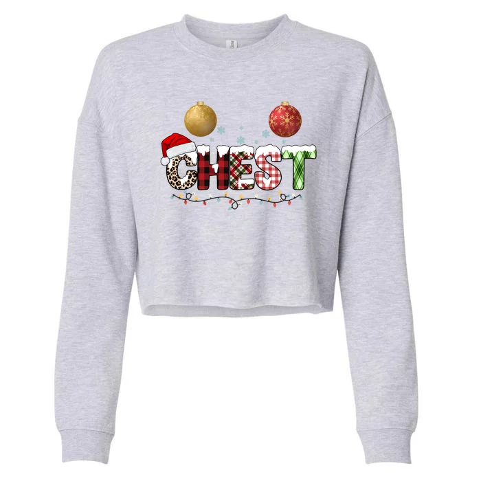 Chest Holiday Festive Christmas Cropped Pullover Crew