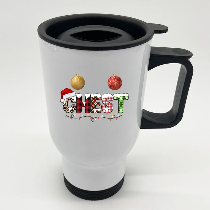 Chest Holiday Festive Christmas Front & Back Stainless Steel Travel Mug