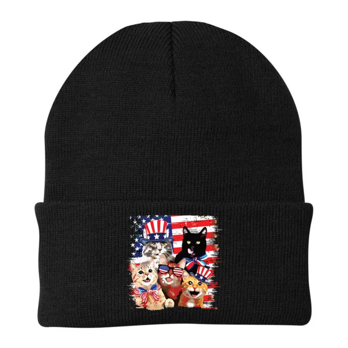 Cat Happy Freedom Day Cat Lovers Cat Moms 4th July American Knit Cap Winter Beanie