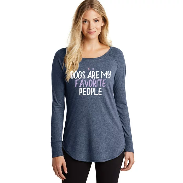 Colored Heart Funny Dogs Are My Favorite People Saying Joke Gift Women's Perfect Tri Tunic Long Sleeve Shirt