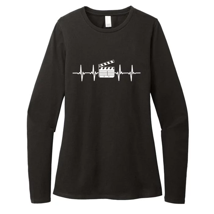 Clapperboard Heartbeat Funny Ekg Filmmaker Film Lover Gift Womens CVC Long Sleeve Shirt