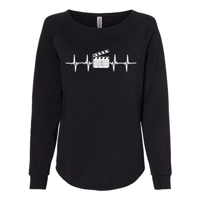 Clapperboard Heartbeat Funny Ekg Filmmaker Film Lover Gift Womens California Wash Sweatshirt