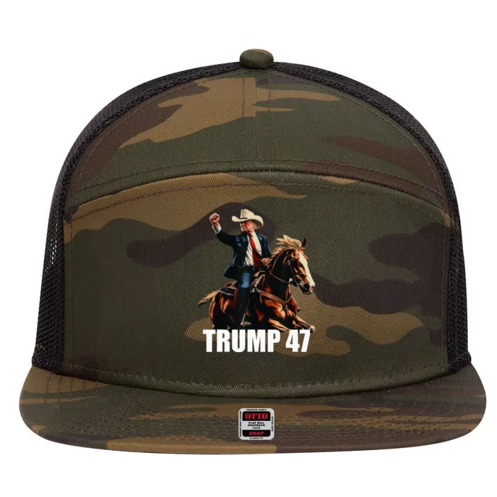 Cow Hat For Trump 2024 Horses Cow Women Trump 4 47 7 Panel Mesh Trucker Snapback Hat