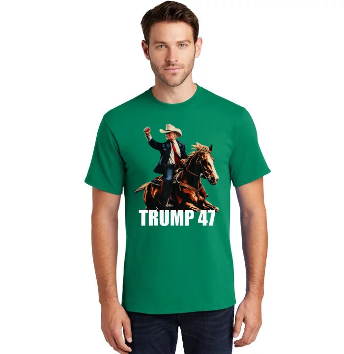 Cow Hat For Trump 2024 Horses Cow Women Trump 4 47 Tall T-Shirt