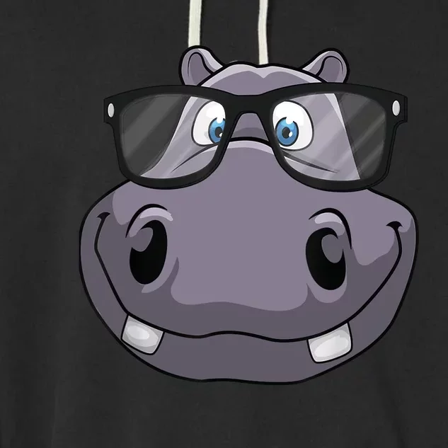 Cool Hippo For Reading Hippopotamus Zoo Garment-Dyed Fleece Hoodie