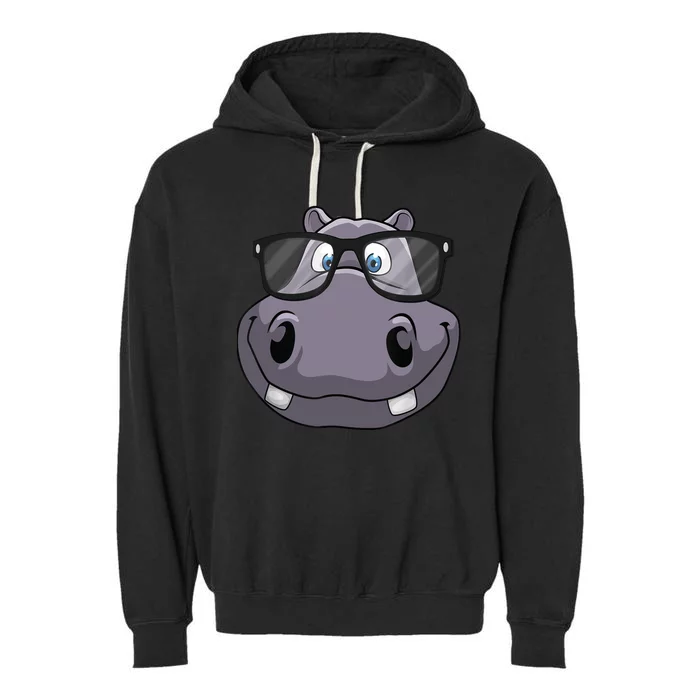 Cool Hippo For Reading Hippopotamus Zoo Garment-Dyed Fleece Hoodie