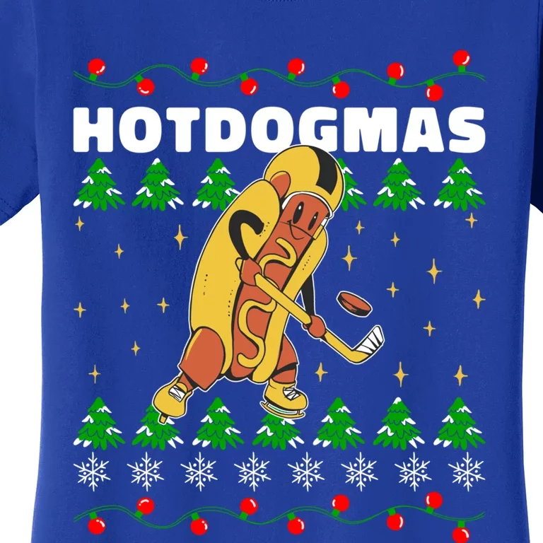 Christmas Hotdog Funky Food Playing Icehockey Funny Xmas Great Gift Women's T-Shirt