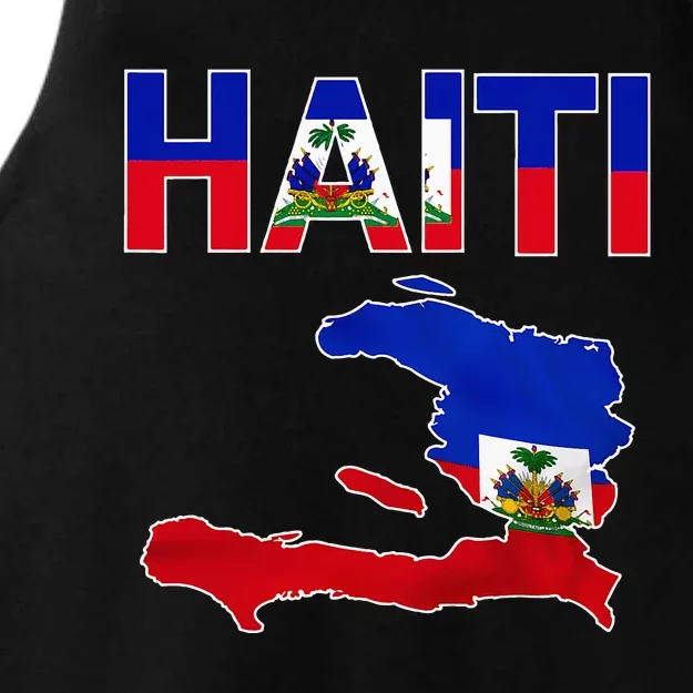 Cool Haiti Flag Map Haitian Pride Ladies Tri-Blend Wicking Tank