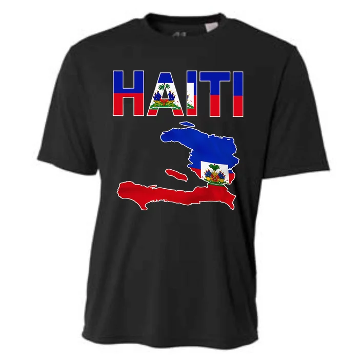 Cool Haiti Flag Map Haitian Pride Cooling Performance Crew T-Shirt