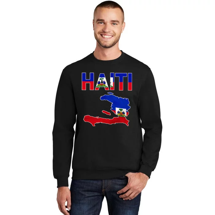 Cool Haiti Flag Map Haitian Pride Sweatshirt