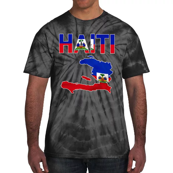 Cool Haiti Flag Map Haitian Pride Tie-Dye T-Shirt