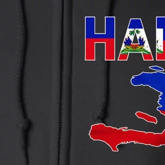 Cool Haiti Flag Map Haitian Pride Full Zip Hoodie