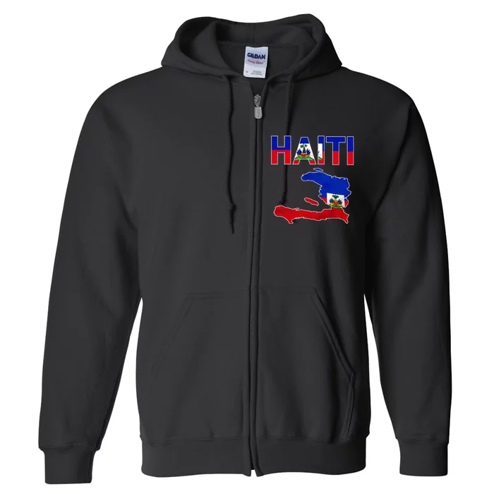 Cool Haiti Flag Map Haitian Pride Full Zip Hoodie