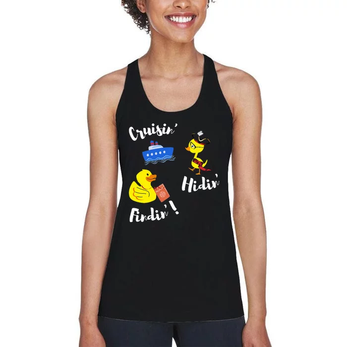 Cruising Hiding Finding Rubber Ducks Passport Scavanger Hunt Women's Racerback Tank