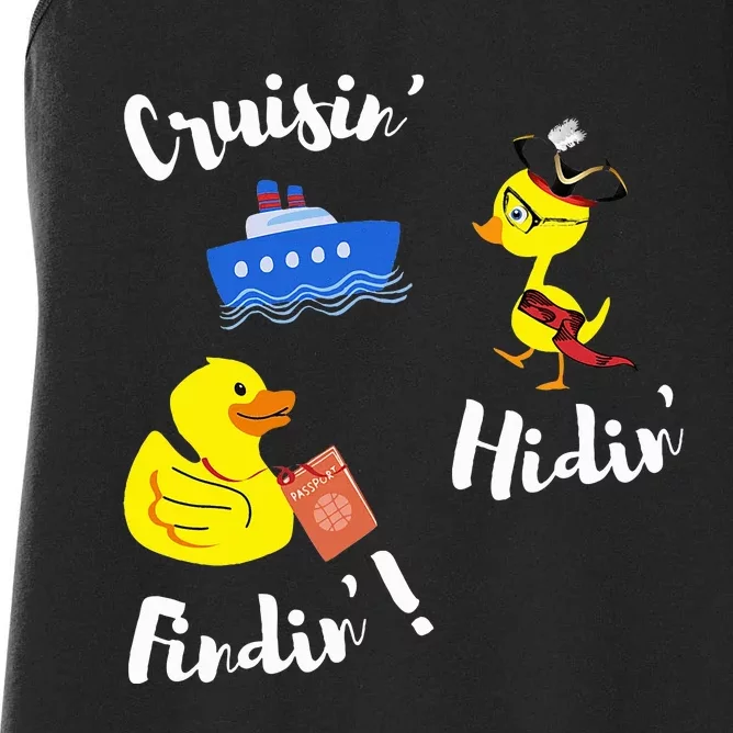 Cruising Hiding Finding Rubber Ducks Passport Scavanger Hunt Women's Racerback Tank