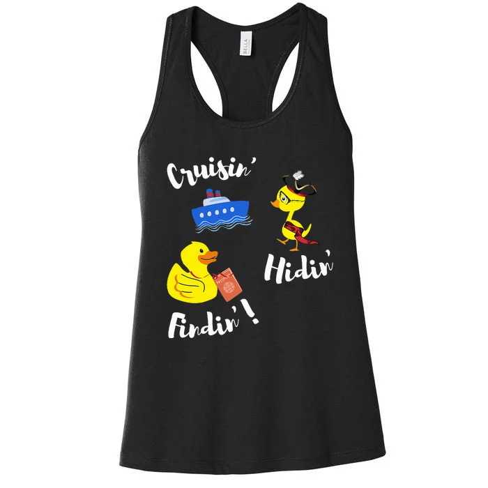 Cruising Hiding Finding Rubber Ducks Passport Scavanger Hunt Women's Racerback Tank