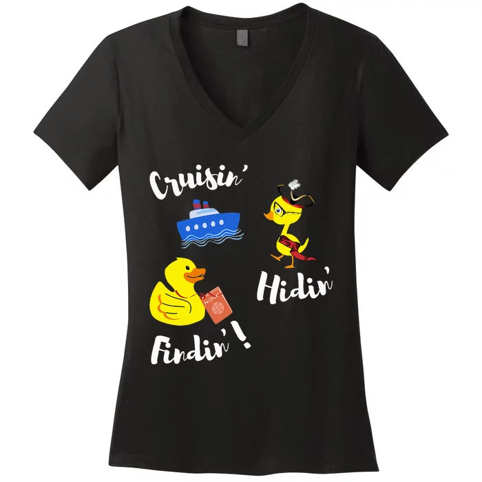 Cruising Hiding Finding Rubber Ducks Passport Scavanger Hunt Women's V-Neck T-Shirt