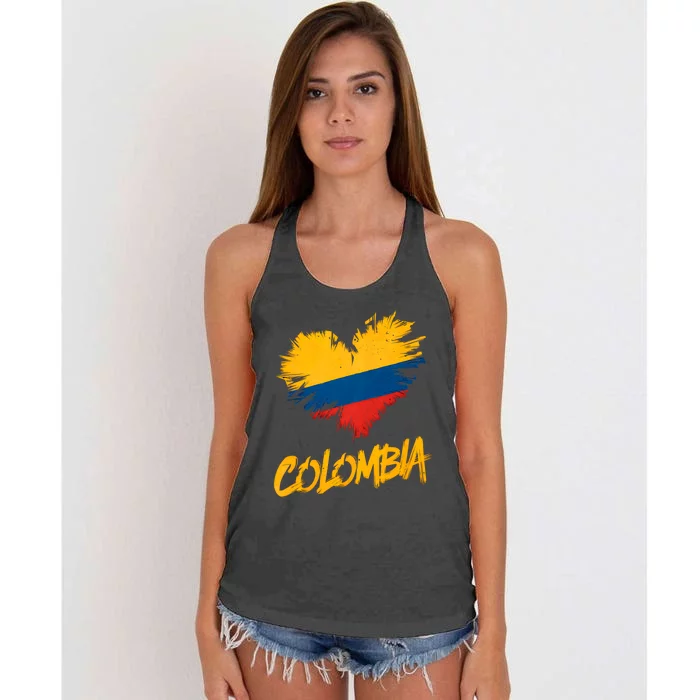 Colombia Heart Flag Women's Knotted Racerback Tank